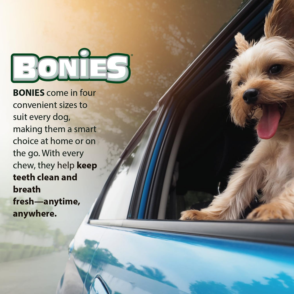Bonies Natural Breath and Dental Formula Minis-Sized Single Bone - All-Natural Ingredients, Fresh Breath, Cleans Teeth, Low Calories, Chicken Flavor, MINI Dogs, 20 Bones