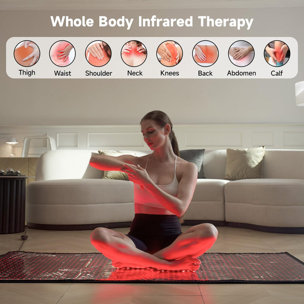 Red Light Therapy Mat for Whole Body - 1440 LEDs with 660nm & 850nm Spectrum, Near-Infrared Light Therapy Mat with Portable 71"x32" Design