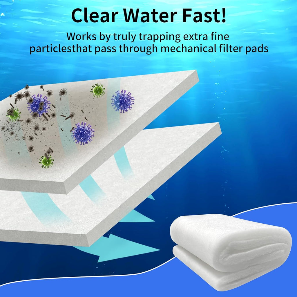 Aquarium Filter Floss 12"x72"x1" Thick Multi-Layer Fish Tank Filter Floss Water Polishing Filter Pad, for Crystal Clear Water, Media Roll Cut to Size