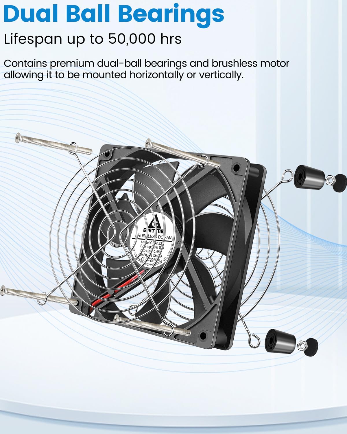 GDSTIME 120mm Computer Fan with AC Plug, 110V 120V 220V 240V AC-Powered Variable Speed Controller 4V-12V for Receiver Amplifier DVR Playstation Xbox Component Cooling Biltong Box Grow Tent Ventilation