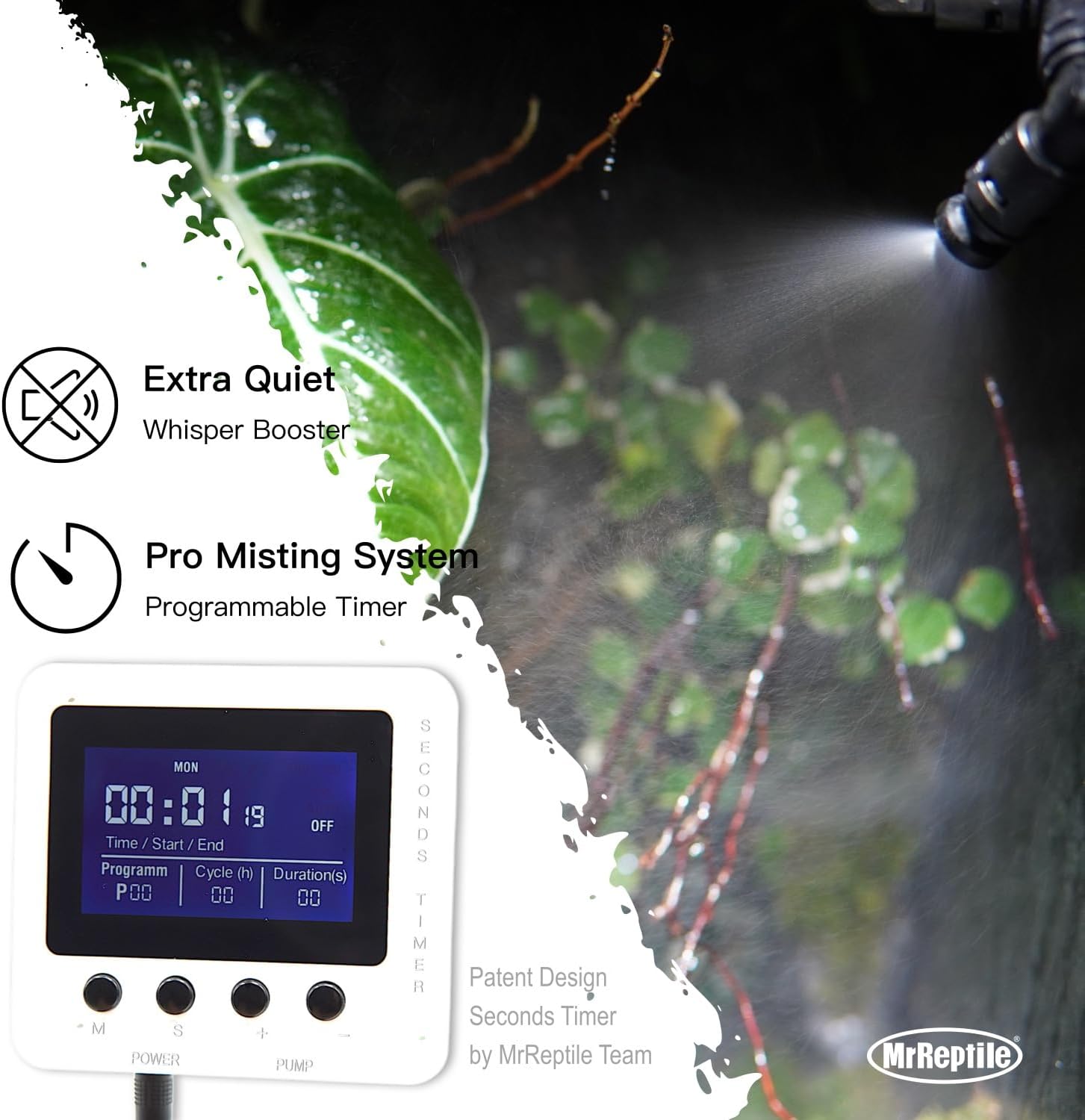 MrReptile Reptile Mister, Automatic Mister for Reptiles Terrarium Tank, Reptile Misting System for Chameleon Frog Turtle Vivarium Paludarium