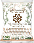 Organic Mechanics Premium Blend Potting Soil, 16 qt - Moisture-Retentive, Peat-Free, Compost - Enriched Mix with Worm Castings & Perlite for Houseplants, Annuals, Veggies & Tropical Plants