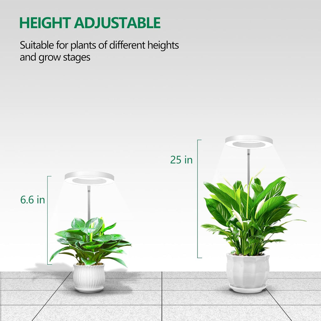WaterRebirth 3.5 inch Grow Lights for Indoor Plants,Large Plant Light with 3 Timers, 10 Level Dimmable Brightness, Full Spectrum Plant Lamp, Height Adjustable for Tall Plants