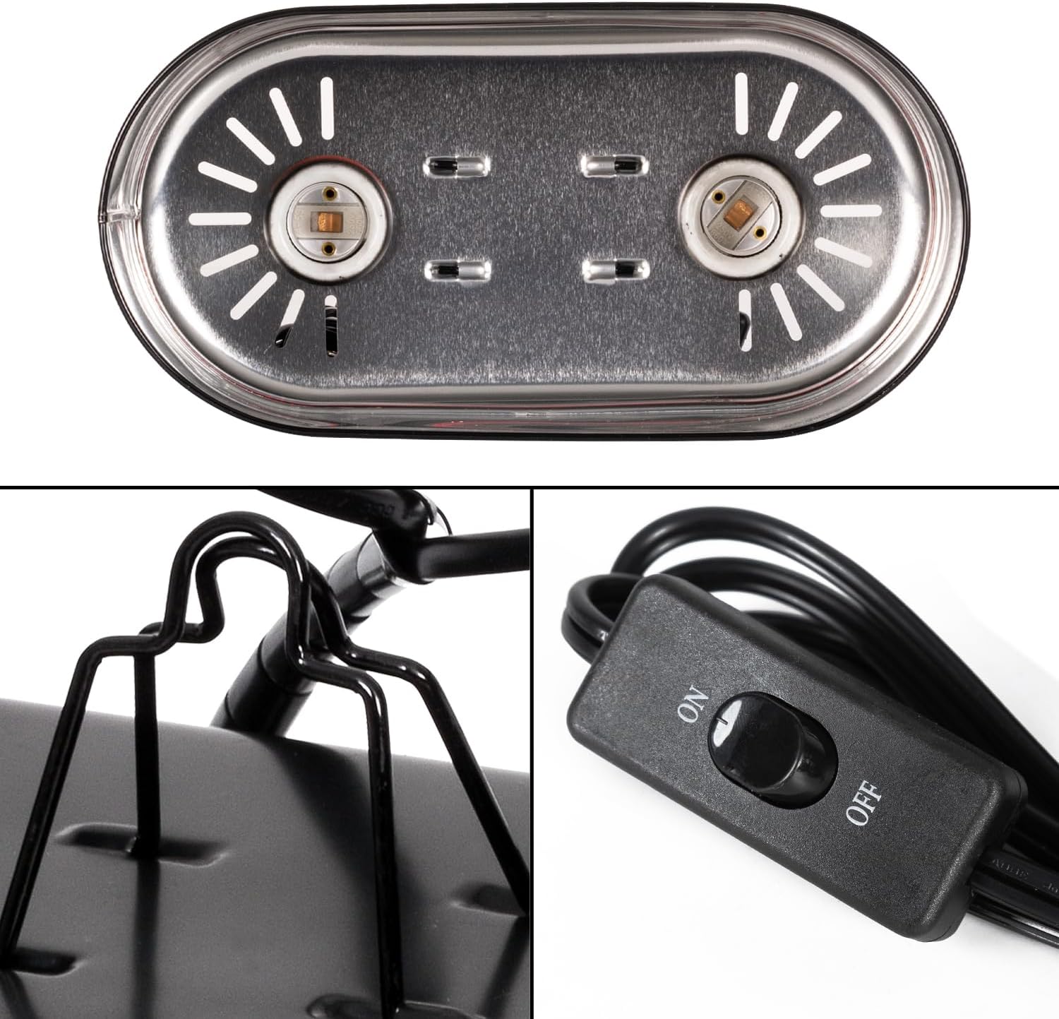REPTI ZOO Dual Reptile Light Fixture Reptile Heat Lamp Combo Pack, 100W UVA Daylight Basking Spot Light and 26W UVA UVB Reptile Light Energy Saving Spiral Compact Lamp UVB Bulb 5.0