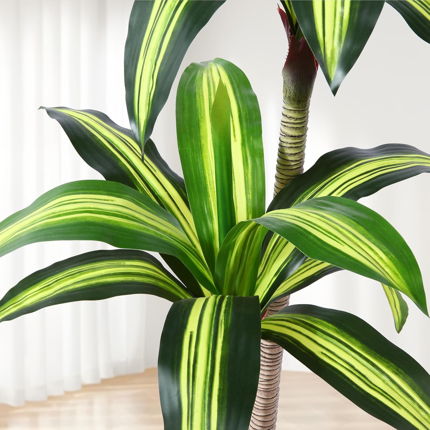 Artificial Plants, 4 Ft Dracaena Tree Faux Plants Indoor Outdoor Decor Fake Tree with Woven Seagrass Basket Plants for Home Decor Office Living Room Porch Patio Perfect Housewarming Gift