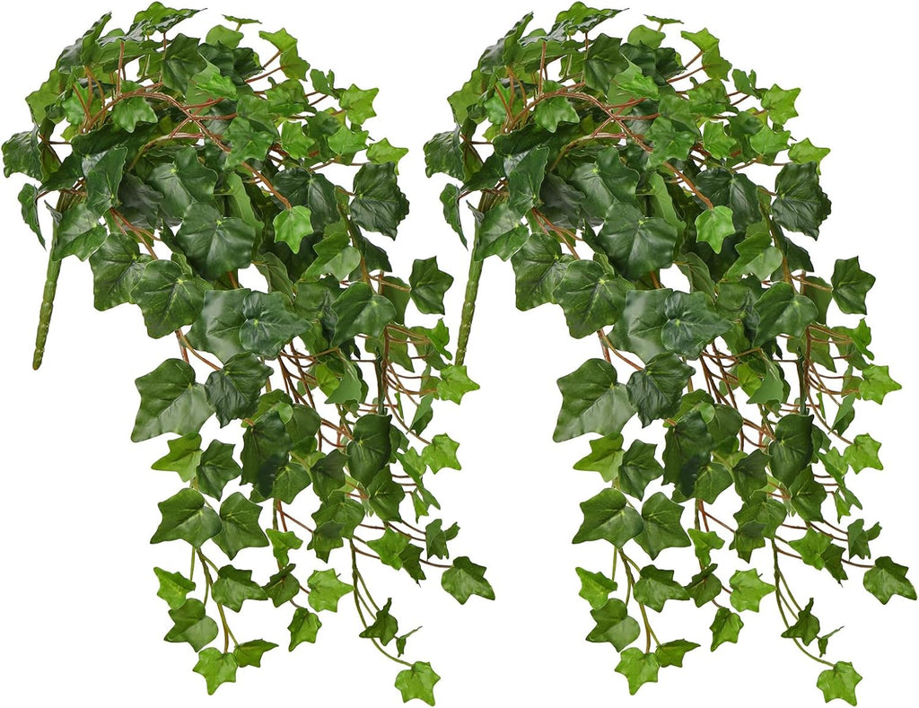 Hollyone 2pcs Artificial Hanging Plants 24" Fake Ivy Vine Faux Ivy Leaves Hanging Plant Greenery for Wall House Room Patio Indoor Outdoor Home Shelf Office Wedding Decor, UV Resistant
