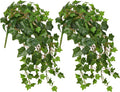 Hollyone 2pcs Artificial Hanging Plants 24" Fake Ivy Vine Faux Ivy Leaves Hanging Plant Greenery for Wall House Room Patio Indoor Outdoor Home Shelf Office Wedding Decor, UV Resistant