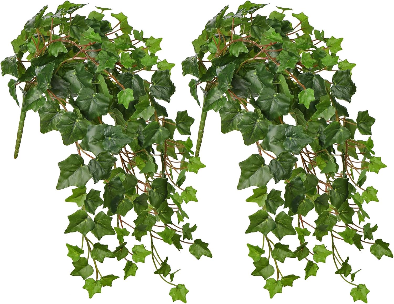 Hollyone 2pcs Artificial Hanging Plants 24" Fake Ivy Vine Faux Ivy Leaves Hanging Plant Greenery for Wall House Room Patio Indoor Outdoor Home Shelf Office Wedding Decor, UV Resistant