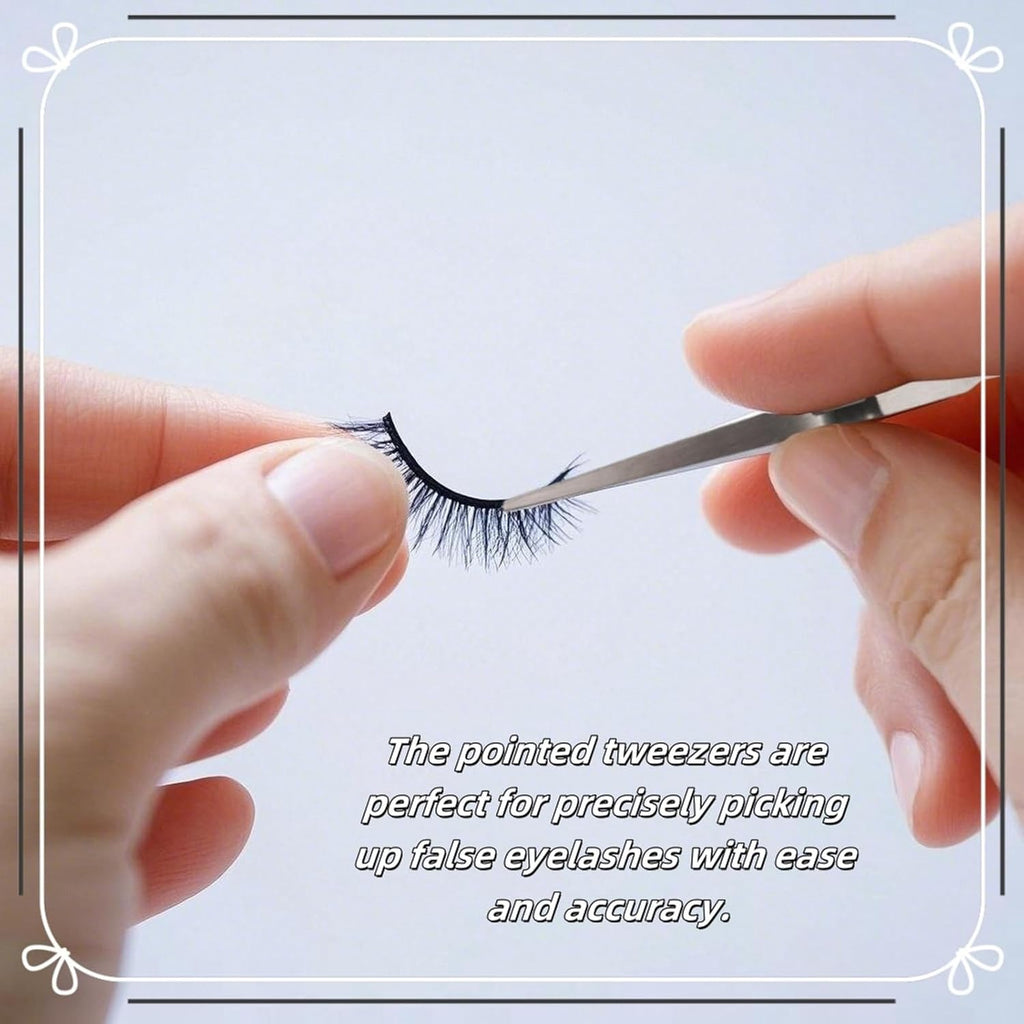 Reverse Craft Tweezers for Crafting Nail Salons Eyelash Extensions Jewelry Making, Long Nail Tweezer with Pointed Tip and Curved Tip, Sticker Locksmith Tools for Unlocking and Journaling (2 Pcs)
