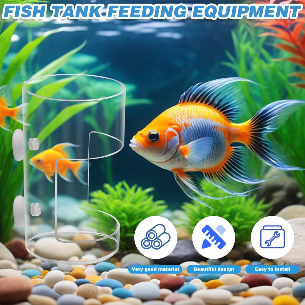 2Pcs Aquarium Fish Feeder Feeding Tray with Suction Cup, Feeding Tube Tank Divider Aquarium Breeder Box Fish Bowls Accessories Round for Turtle Shrimp Supplies Round