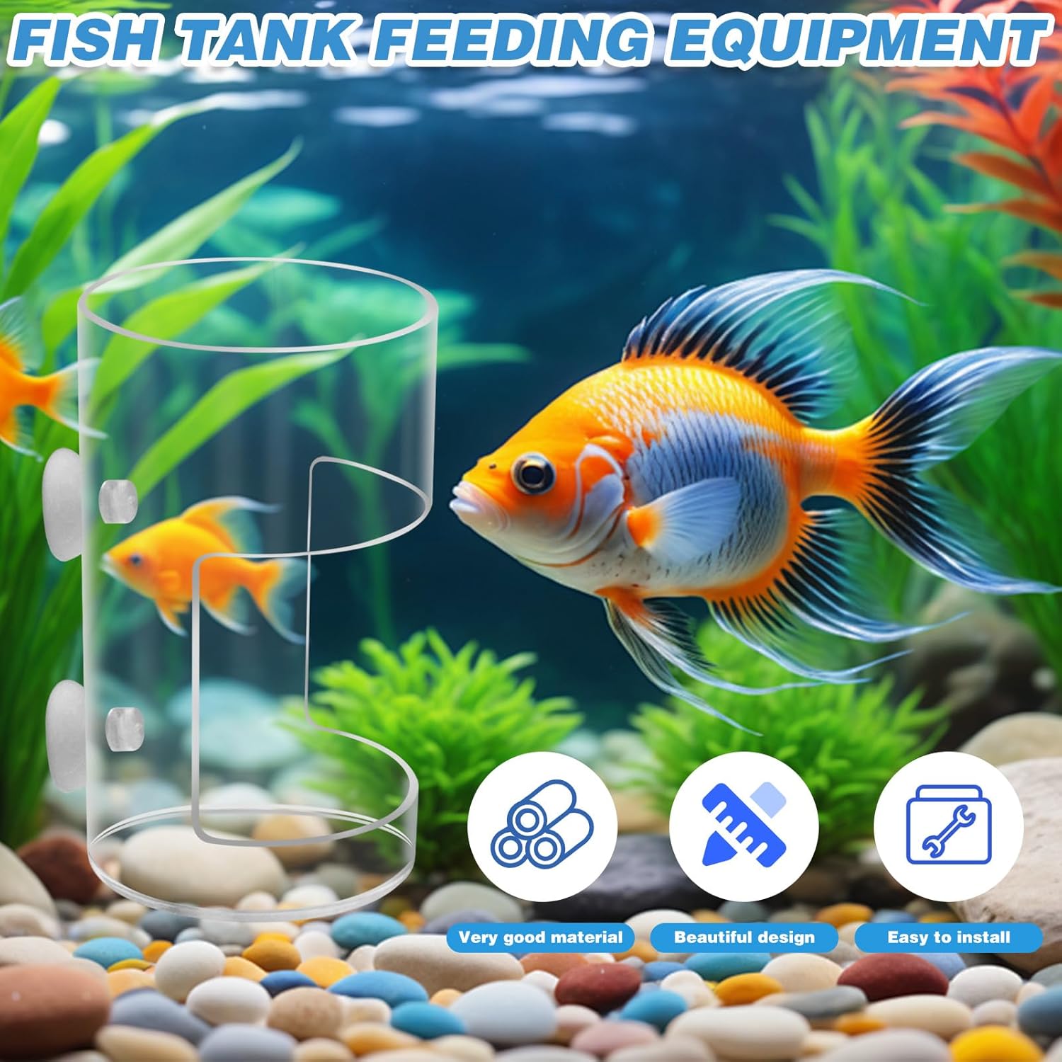 2Pcs Aquarium Fish Feeder Feeding Tray with Suction Cup, Feeding Tube Tank Divider Aquarium Breeder Box Fish Bowls Accessories Round for Turtle Shrimp Supplies Round
