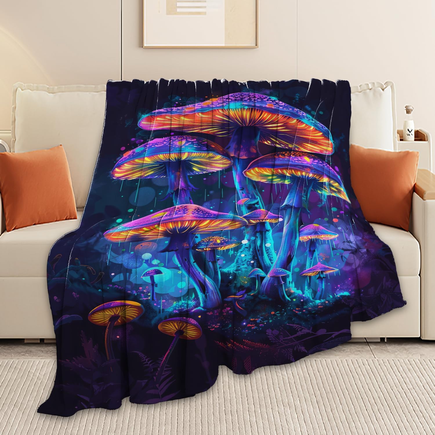 Mushroom Throw Blanket Mushroom Stuff Gifts for Kids Girls Boys Adults Women Man Soft Cozy Warm Plush Fluffy Fuzzy Fleece Blanket Decor 40''X50''
