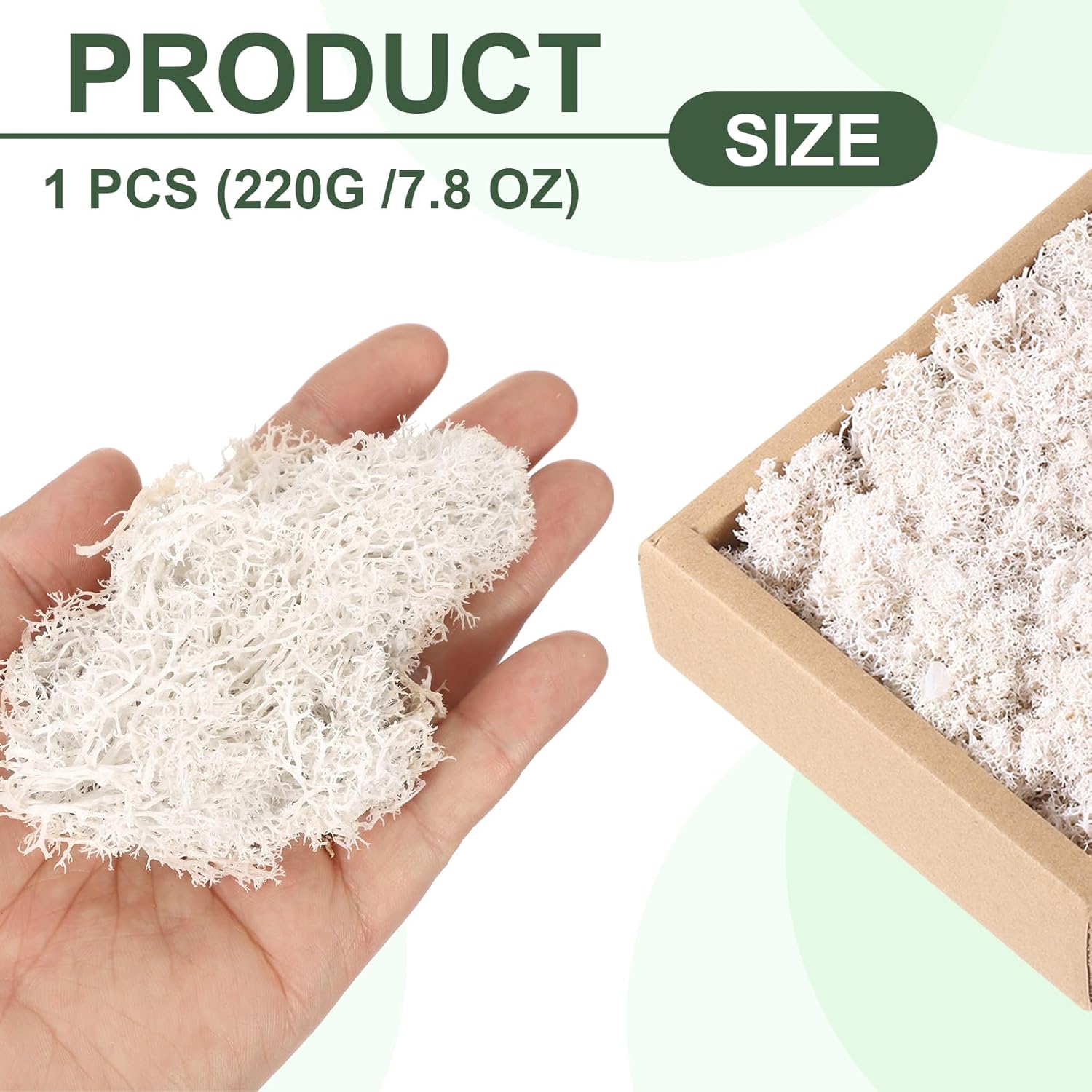 MECCANIXITY 7.8oz Preserved Reindeer Moss, White Decorative Artificial Fake Moss for Potted Plants Indoor Crafts Lichen Centerpieces Decor