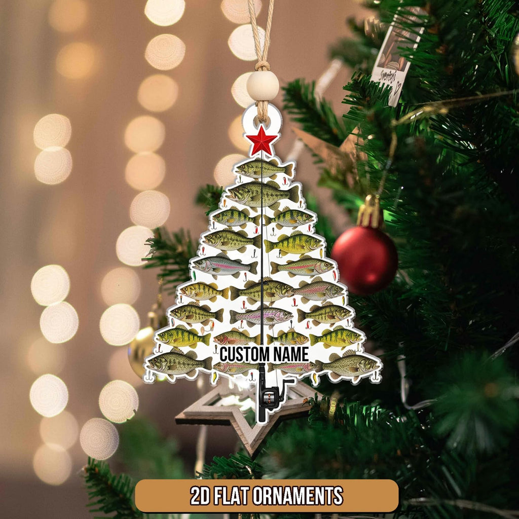 Personalized Fish Stack Ornament - Fishing Decorative Hanging Ornaments Christmas Tree Decor - Freshwater Fishes Hanging Xmas Decorations Gift for Anglers, Dads & Nature Lovers