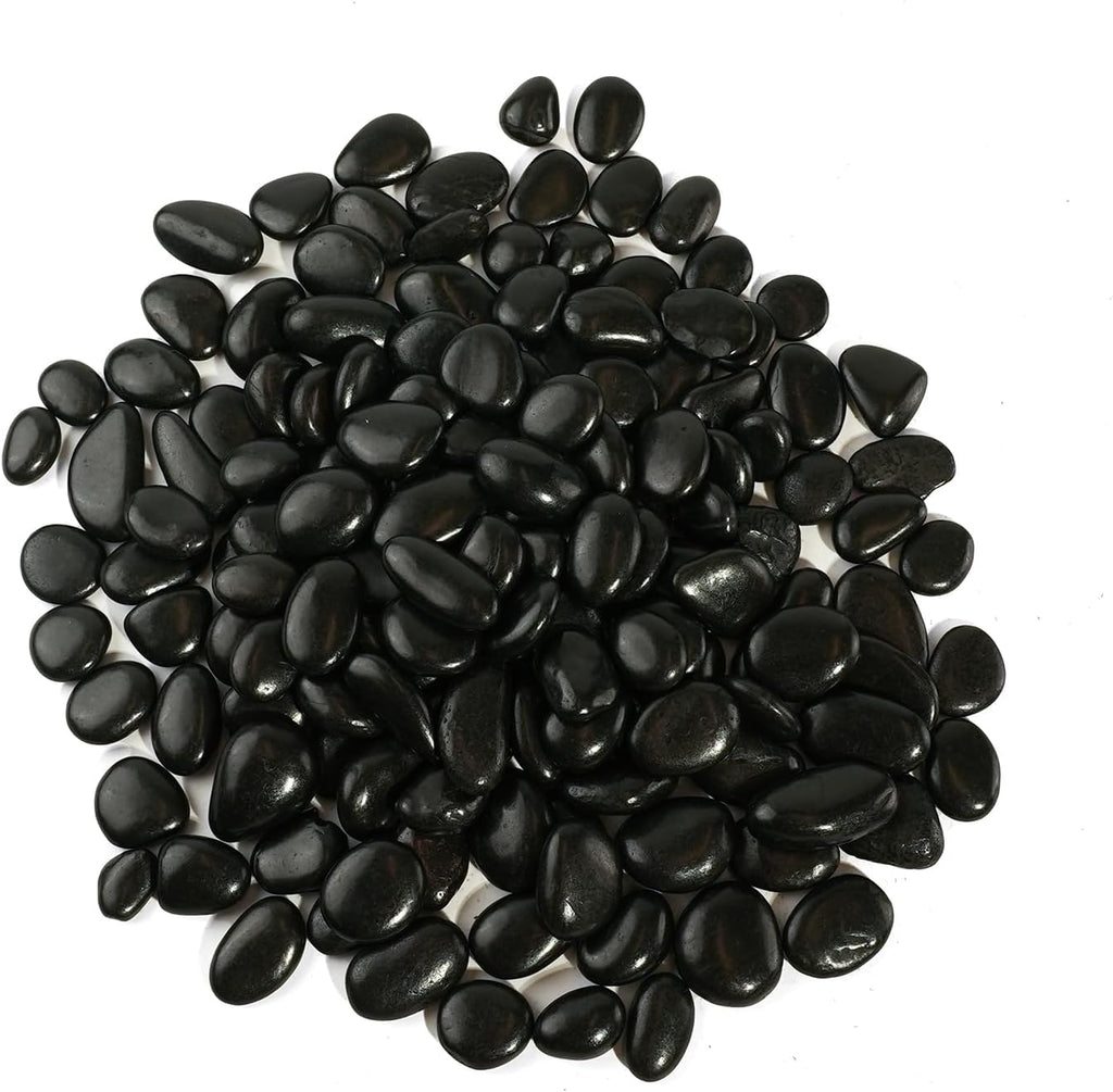 Stonecreek 24 LBS River Rocks (2 x 12 LBS Bags) – Natural Polished Decorative Pebbles, Garden Landscaping Stones for Planters, Vase Fillers, Succulent Pots, Fish Tanks & Terrariums, Black Medium