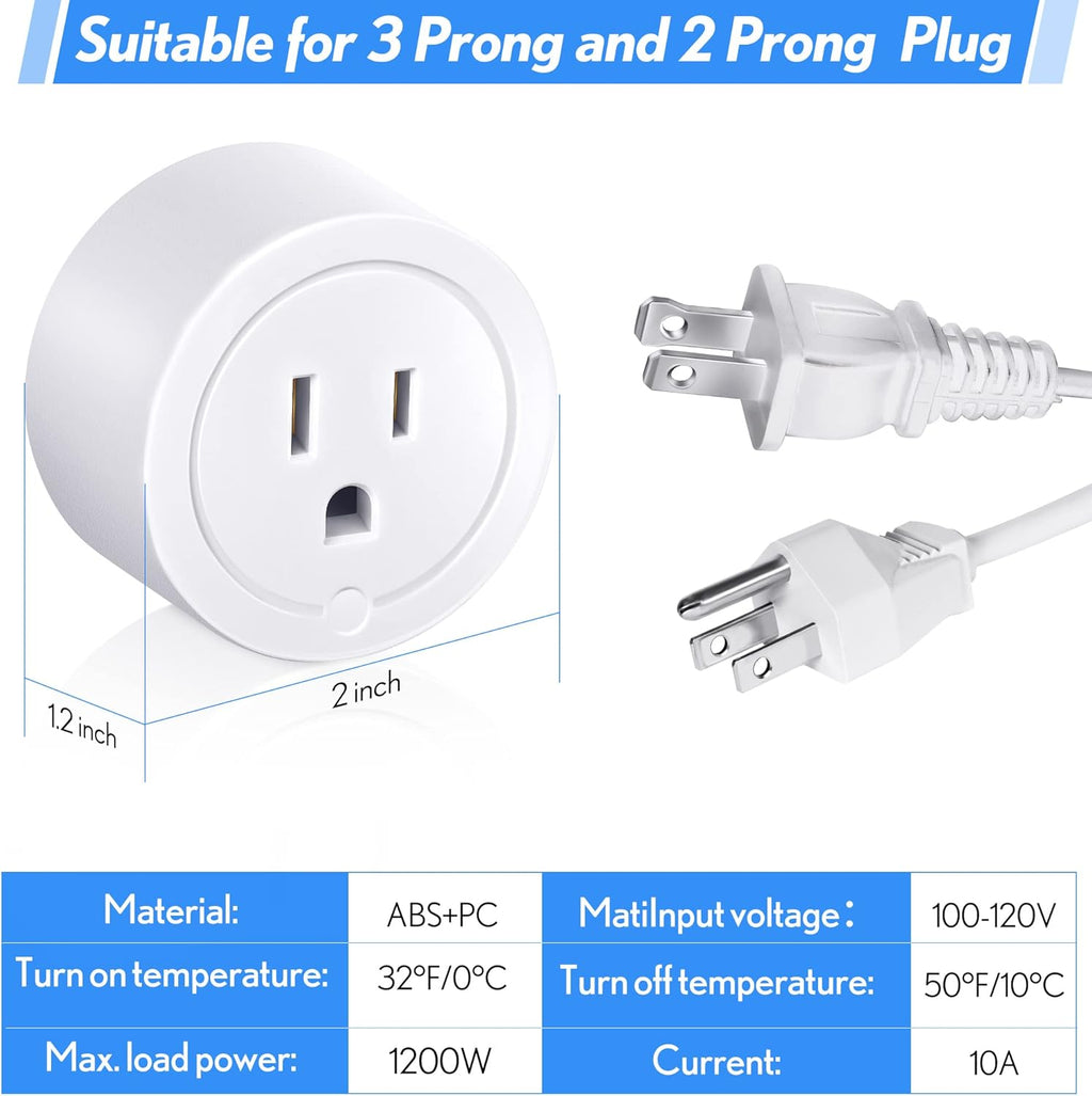 4 Pieces Thermostatically Controlled Outlet, On at 32°F/Off at 50 °F Thermostat Plug Outlet for Winter Chicken Water Coop Heater, Temperature Controllers for Bird Bath Deicer Outdoor