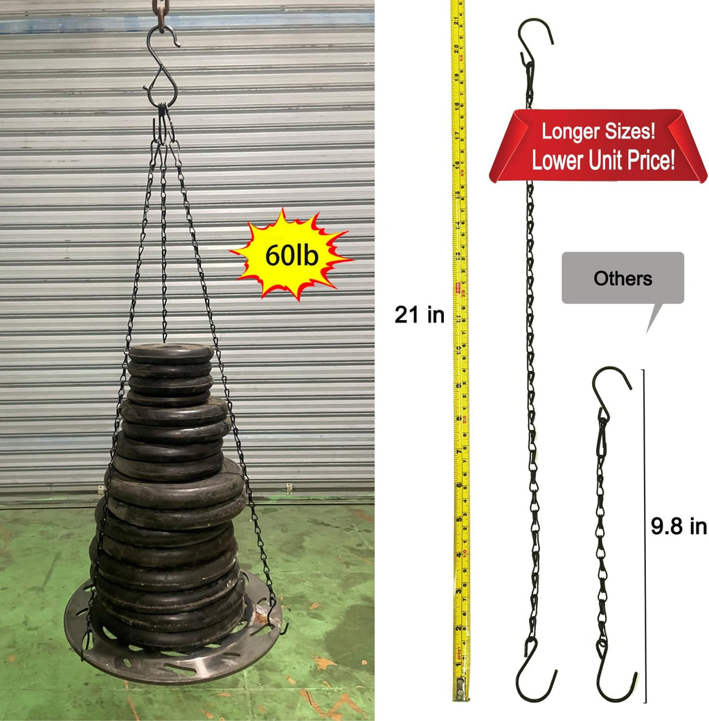 Adjustable Hanging Chain with Hooks, 21 Inch, Black - 10 Pack Heavy Duty for Hanging Grow Lights, Christmas Wreath, Neon Sign, Indoor Plants, Bird Feeders