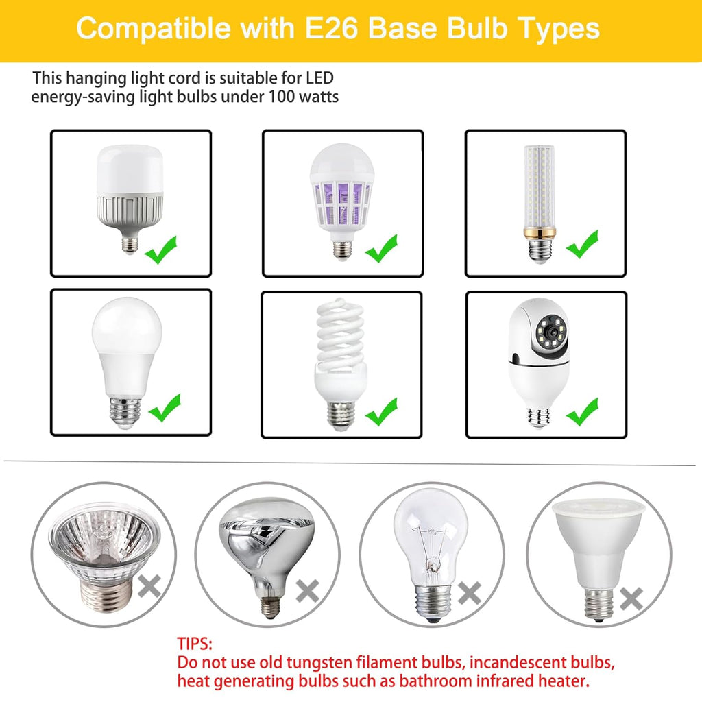 23 ft Extension Hanging Lantern Pendant Light Lamp Cord Cable, Plug in Hanging Lamp Cord Kit with On Off Switch and E26 E27 Socket, Hanging Light Socket with Cord for Bedroom Garage Farmhouse