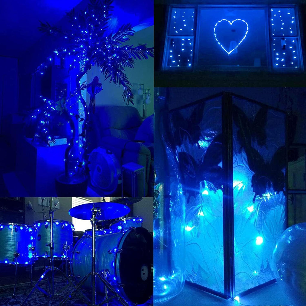 66Ft 200LED Fairy Lights Plug in, Waterproof String Lights Outdoor and Indoor 8 Modes Christmas Lights Bedroom Decor with Remote, Twinkle Lights with Timer for Girl's Room Christmas Decorations (Blue)