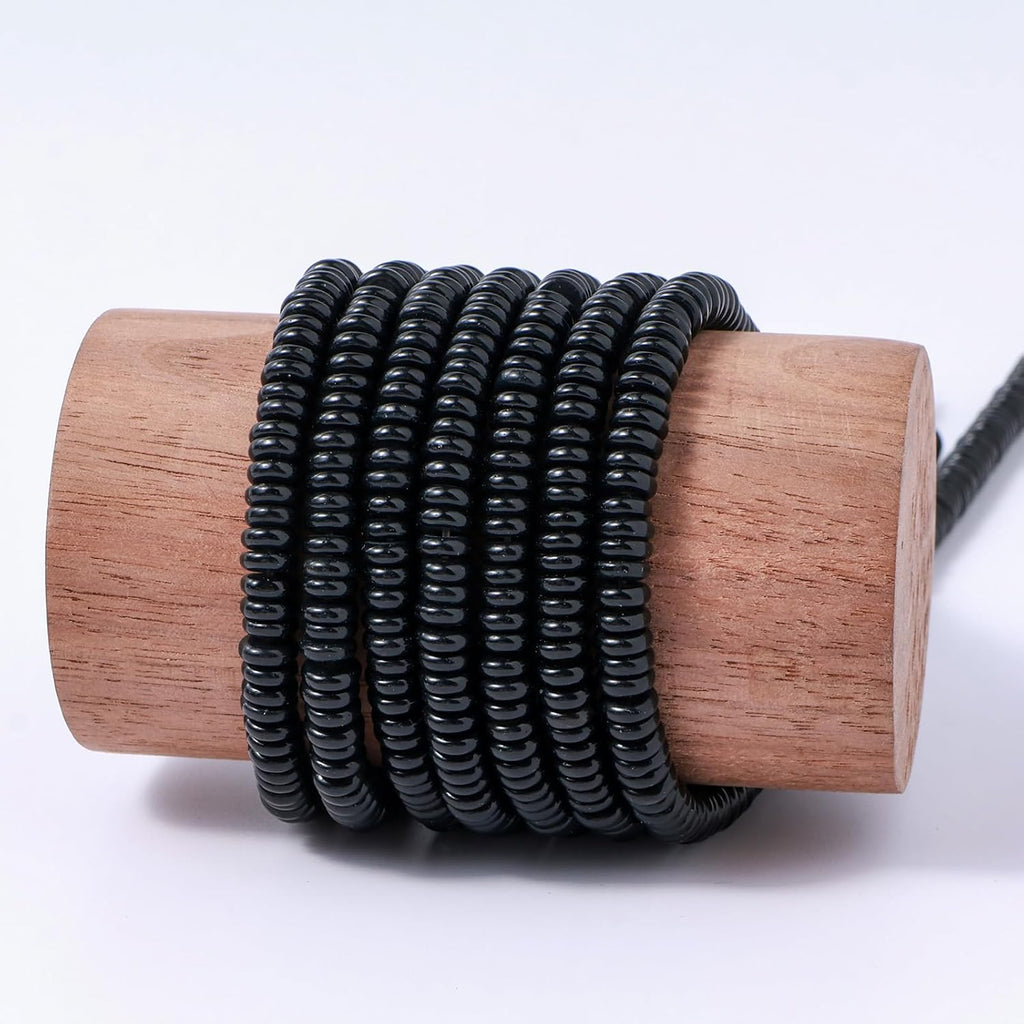 Natural Black Onyx Agate Disk Stone Spacer Beads 6x2mm 38cm/str Flat Rondelle Loose Semi Gemstone Caps for Making Bracelets Necklace