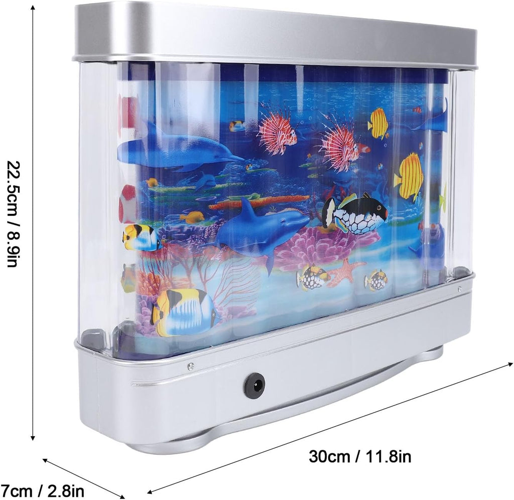 TOPINCN Fake Motion Fish Tank Mini Aquarium Artificial Aquarium Lamp with Moving Fish Virtual Ocean Night Light Sensory Relaxing LED Tank for Bedroom Office Desk