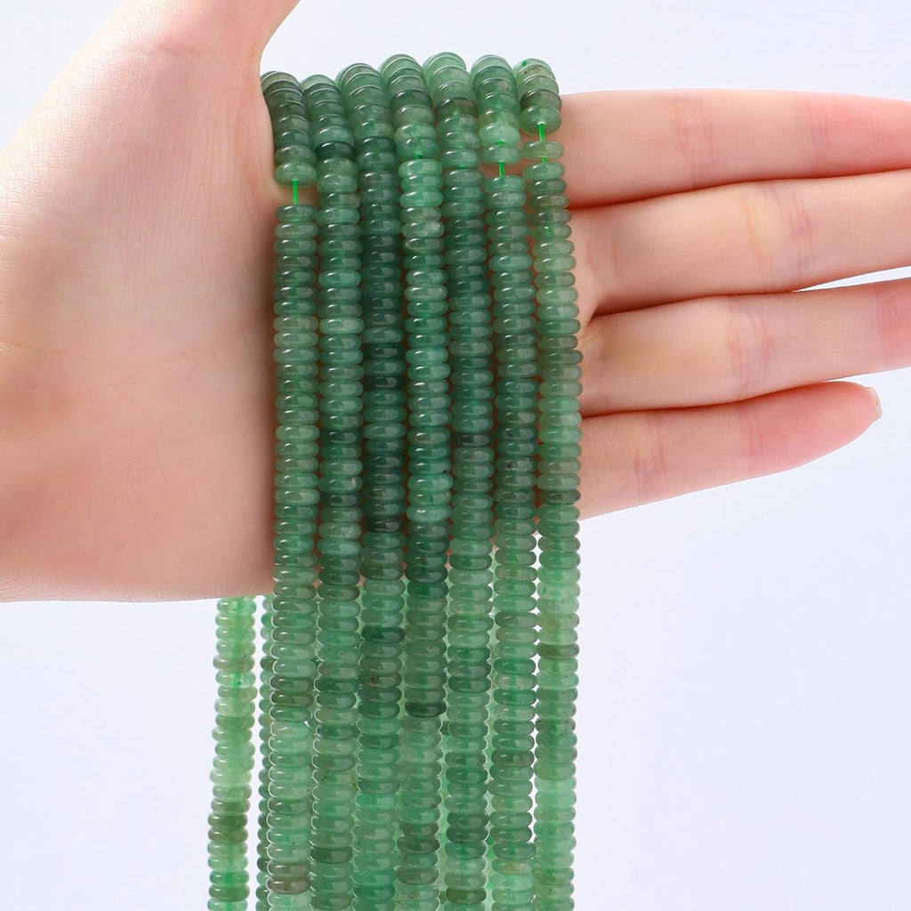 Natural Green Aventurine Disk Stone Spacer Beads 6x2mm 38cm/str Flat Rondelle Loose Semi Gemstone Caps for Making Bracelets Necklace