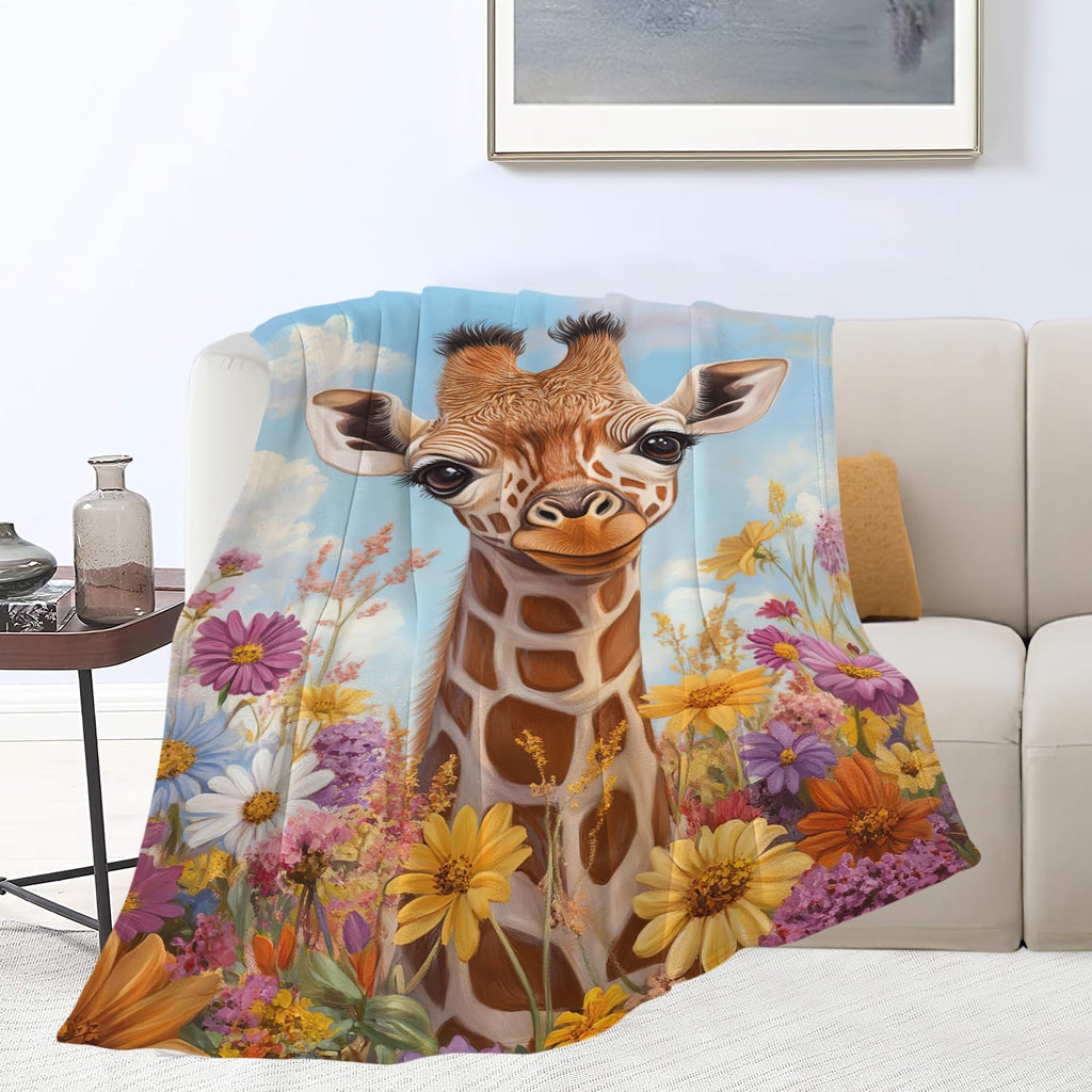 Giraffe Throw Blanket Giraffe Stuff Gifts for Kids Girls Boys Adults Women Man Soft Cozy Warm Plush Fluffy Fuzzy Fleece Blanket Decor 50''X60''