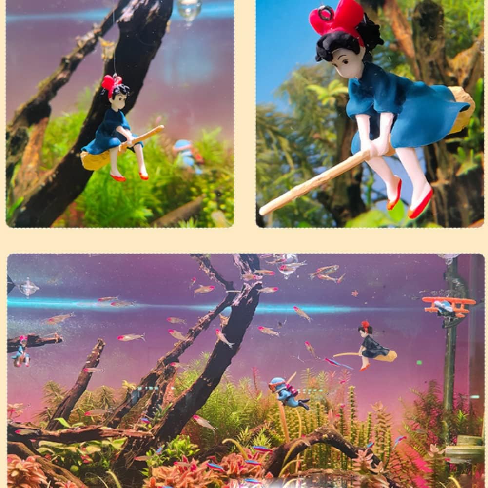 Pssopp 3Pcs Aquarium Ornament, Cute Little Witch Floating Aquarium Decorations Floating Fish Ornament Funny Device Lifelike Landscaping for Aquarium Accessories