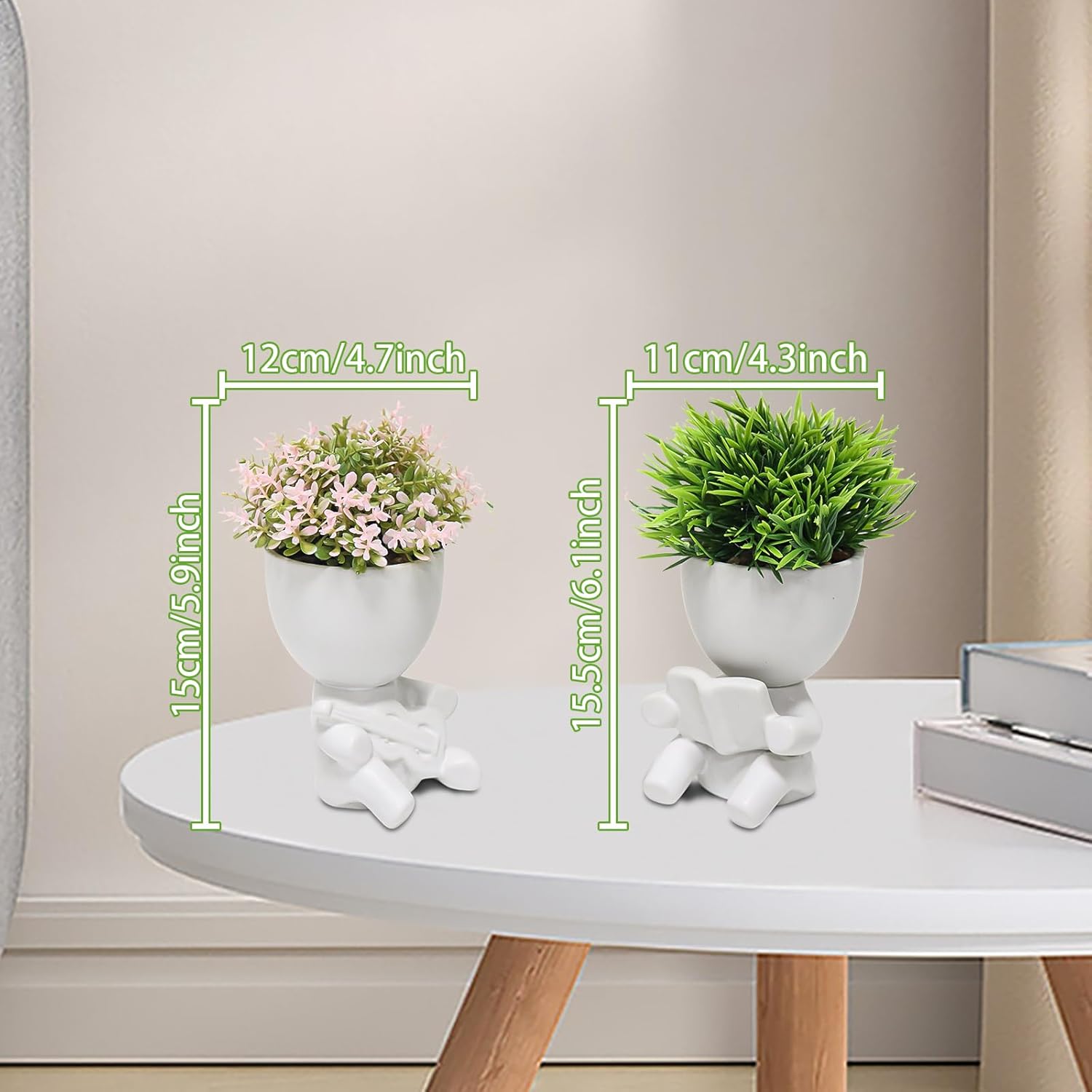 Zerzsy Fake Succulent, Mini Succulents Plants Desk Plant for Office Decor for Women, Cute Fake Plants Bathroom Decor - Set of 2