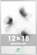 FrameWorks 12x18 Brushed Aluminum Poster Frames – Modern Brushed Metal Design w/Shatterproof Plexiglass, Perfect for Posters, Artwork, Paintings, Wall Displays – Home or Office Decor, Silver - 1 Pack
