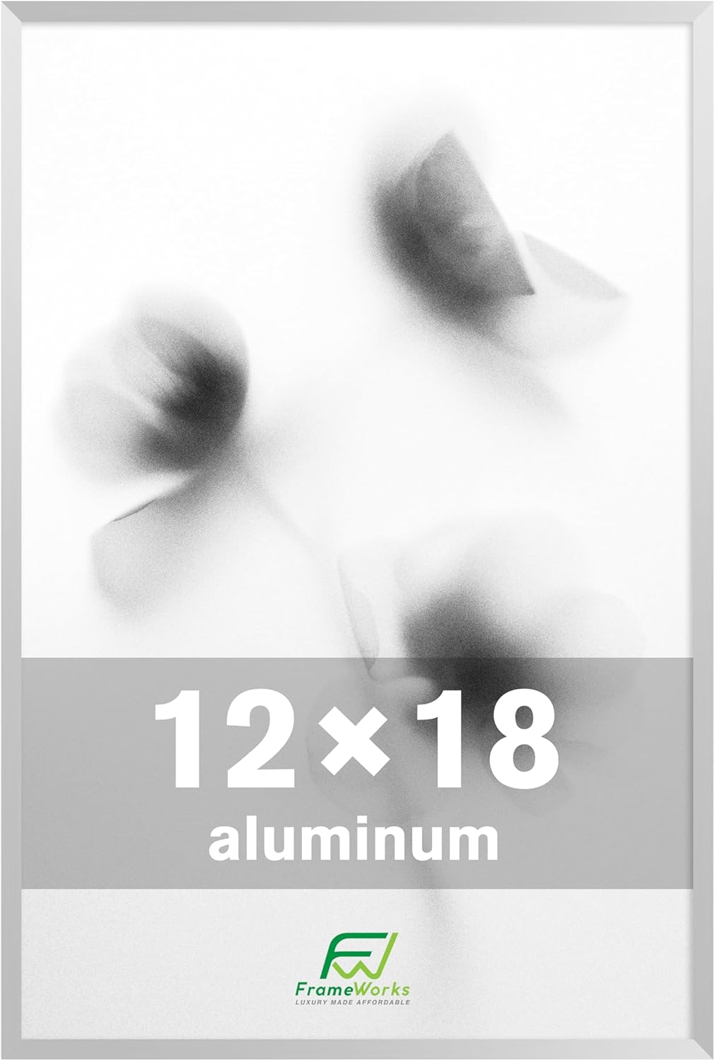 FrameWorks 12x18 Brushed Aluminum Poster Frames – Modern Brushed Metal Design w/Shatterproof Plexiglass, Perfect for Posters, Artwork, Paintings, Wall Displays – Home or Office Decor, Silver - 1 Pack