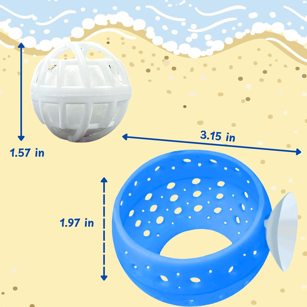Betta Hideout Resting Spot with 2pcs Filter Ball, Aquarium Betta Tunnel And Nitrifying Balls, Hideout Tunnel Shrimp Cave Aquarium Decor, Fish Tank Decoration For Small Aquatic Shrimp Guppy (Blue)