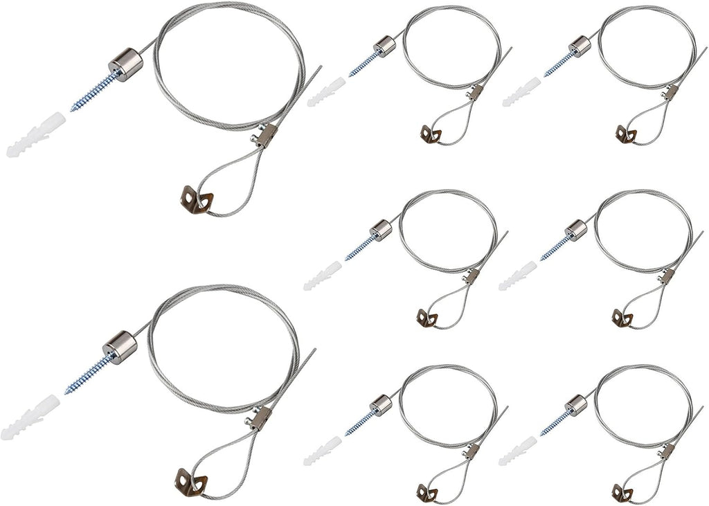 8 Pack 3.2 ft Ceiling Light Suspension Cables Kit, Adjustable Length Steel for Hexagon Garage Light, LED Panel, Aquarium Lights