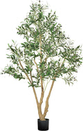 VEVOR 6FT Artificial Olive Tree with Black Pot, Tall Fake Tree with Natural Wood Trunk & Realistic Green Leaves and Fruits, Indoor Faux Plant for Home, Office, Living Room, Corner Decor