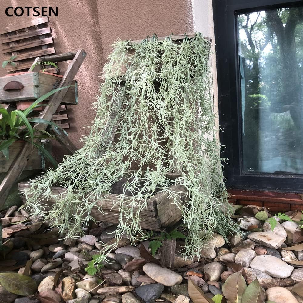 5 Pack Spanish Moss Faux Greenery Moss Fake Vines Moss Hanging Plants for Potted Plants Artificial Hanging Moss Garland Used for Family Indoor and Outdoor Gardens Decoration