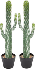 bellacat 30in UV Resistant Fake Cactus, Realistic Faux Cactus Plants Indoor with Black Pot, Artificial Cacti for Table Living Room Porch Office Indoor & Outdoor Decor, 2 Pack