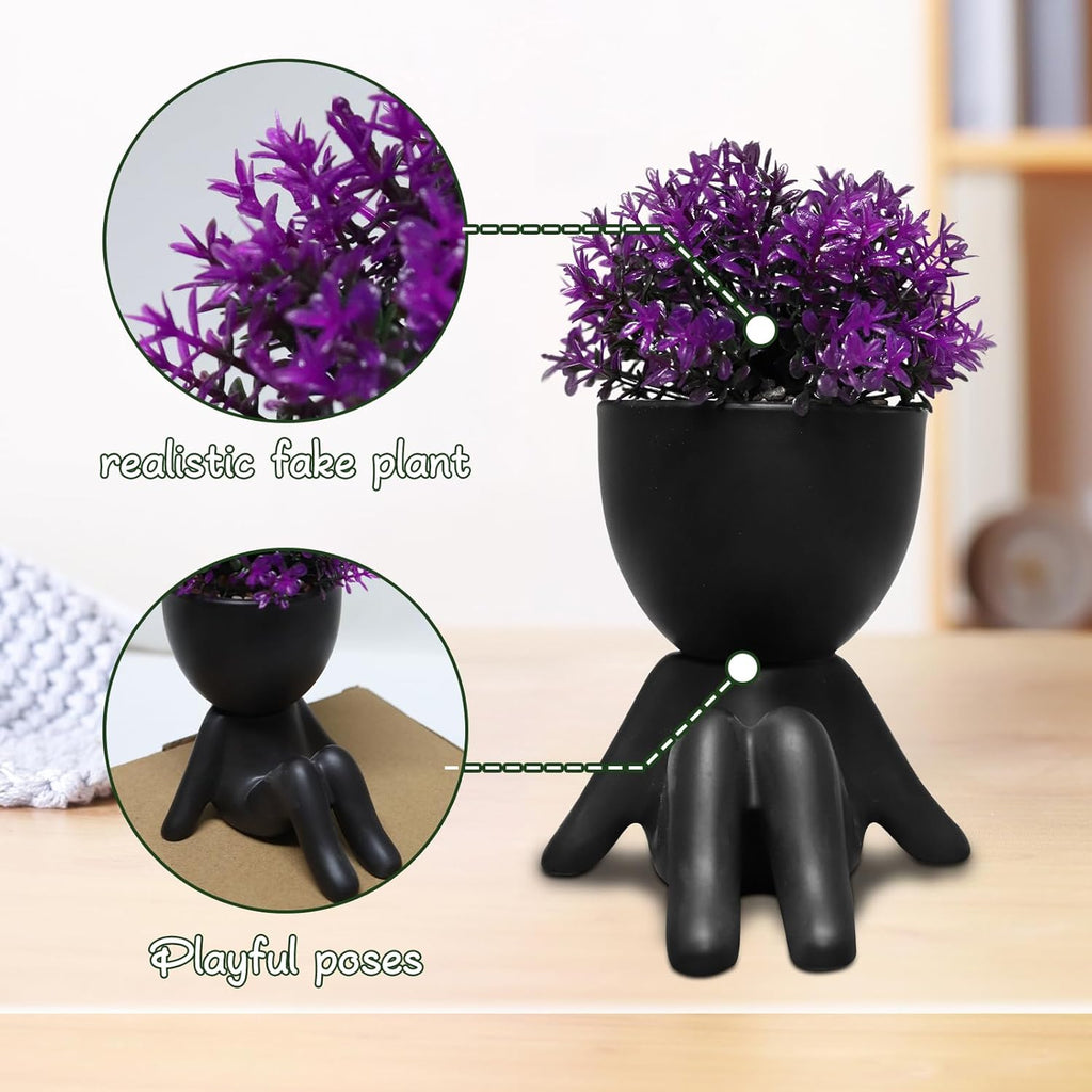 Zerzsy Fake Plants Mini Artificial Greenery Potted Plant for Home Decor Indoor Office Small Fake Plants Decor Cute Faux Succulent Desk Decoration for Office - Set of 1