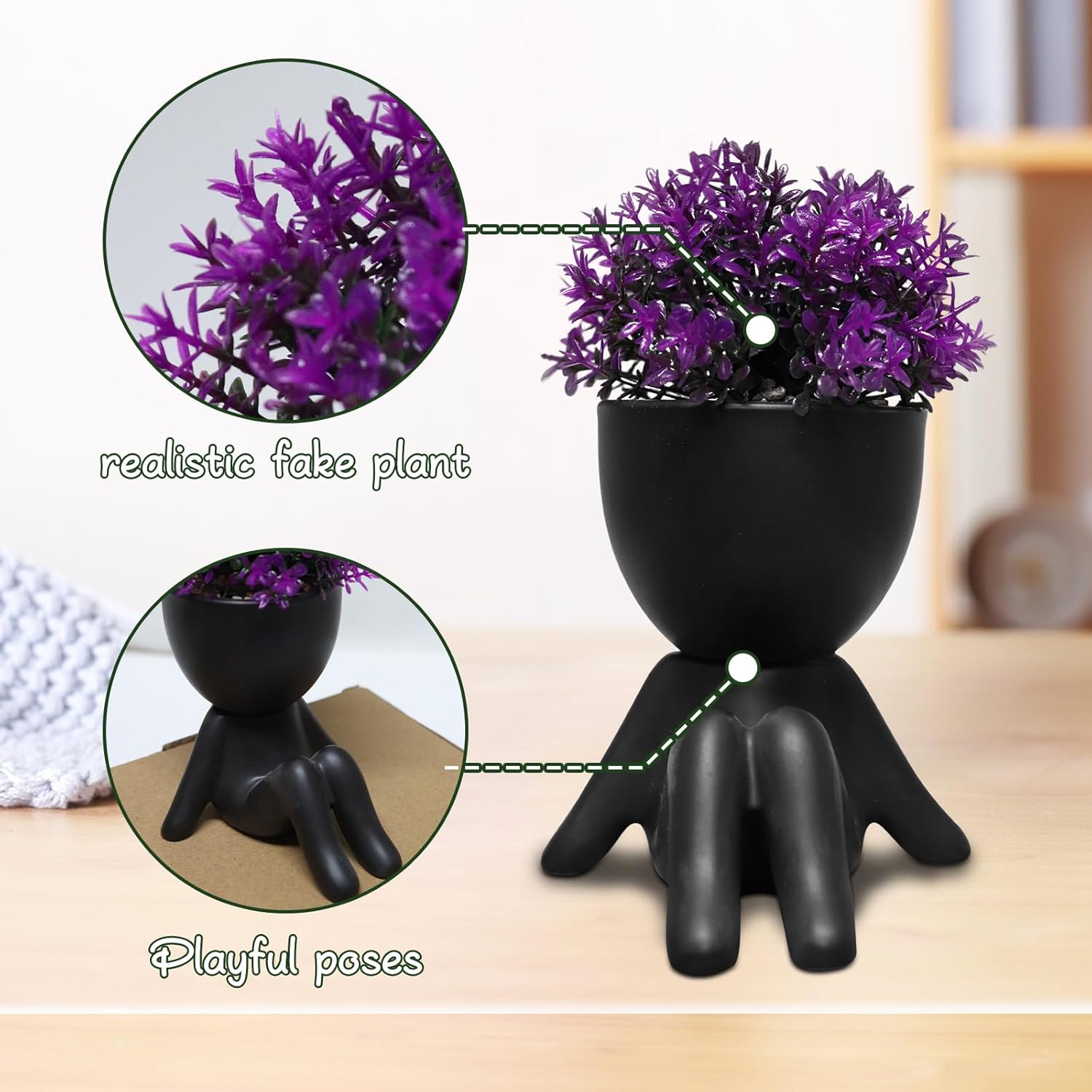 Zerzsy Fake Plants Mini Artificial Greenery Potted Plant for Home Decor Indoor Office Small Fake Plants Decor Cute Faux Succulent Desk Decoration for Office - Set of 1