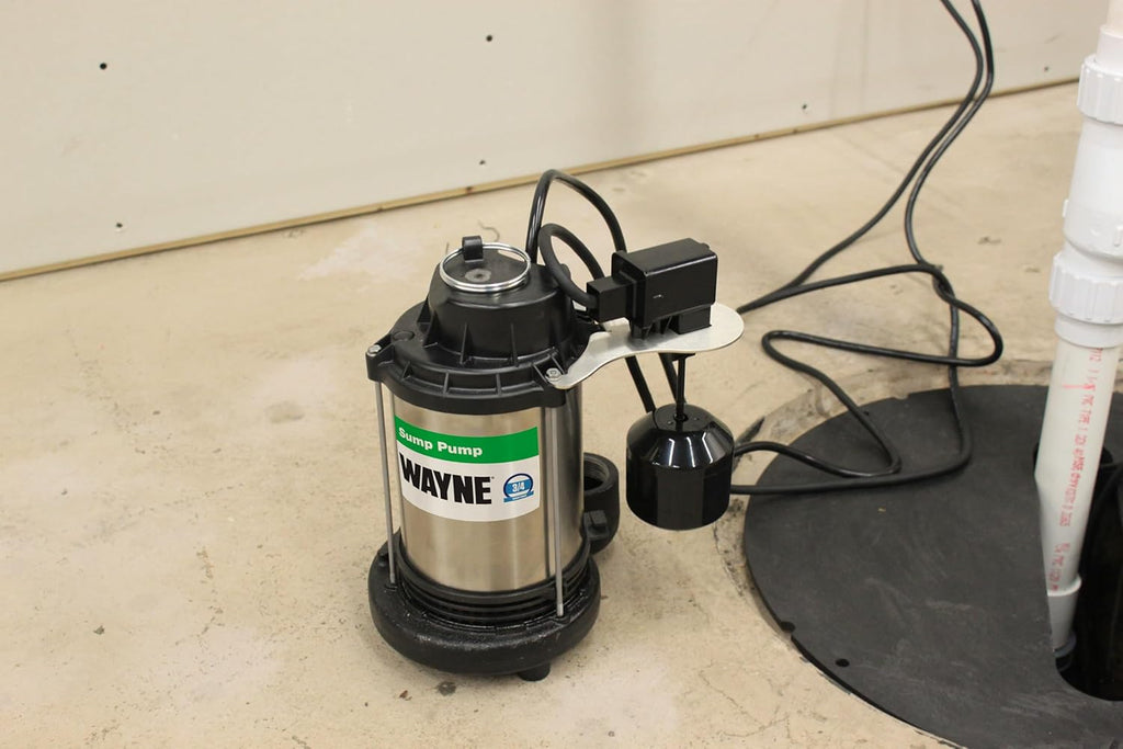 Wayne 3/4 HP Heavy Duty Submerisble Cast Iron and Stainless Steel Sump Pump with NEW Switch - Removes up to 5,490 Gallons of Water Per Hour