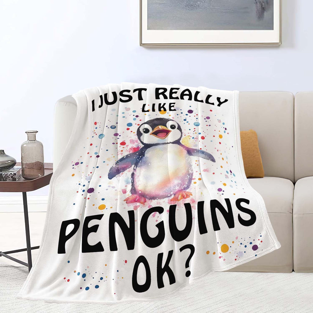 Penguin Blanket Cute Penguin Throw Blanket Gifts for Girls Boys Kids Women Men Adults Super Soft Cozy Plush Fluffy Fuzzy Fleece Blanket Home Decor 50''X60''