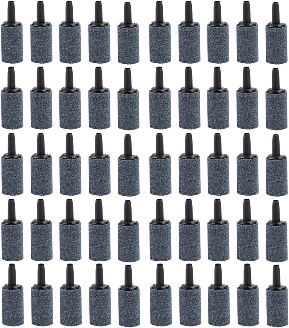 50 Pack 1 Inch Aquarium Air Stone, Cylinder Bubble Aerator Diffuser Fish Tank Bubbler Pump Accessories Aerator Stones for Hydroponics Grey (50 Pack)