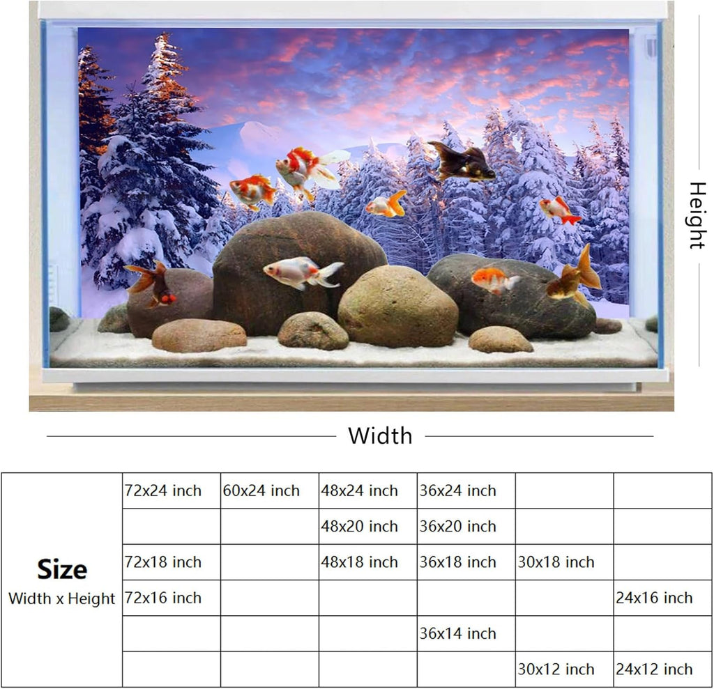 YongFoto Fish Tank Background - 60x24 inch Winter Snow Scene Aquarium Backdrop for Reptile Terrarium & Bearded Dragon Habitat