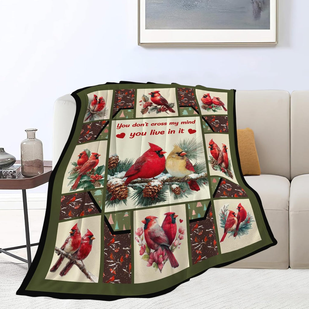 Cardinal Throw Blanket Red Bird Cardinal Stuff Gifts for Kids Girls Boys Adults Women Men Soft Cozy Warm Plush Fluffy Fuzzy Fleece Blanket Christmas Decor 40''X50''