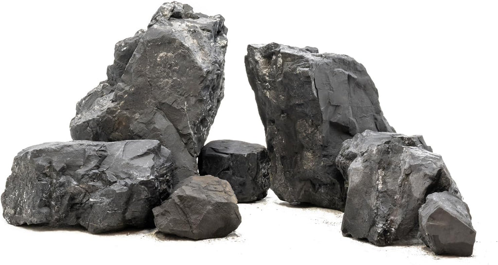 Unocho Fish Tanks Stone 20lb Natural Black Rocks for Aquariums Paludarium Decorative Aquascaping Stone for Reptile Terrariums Bonsai Gardens Indoor Outdoor(3"-9"-8pcs)