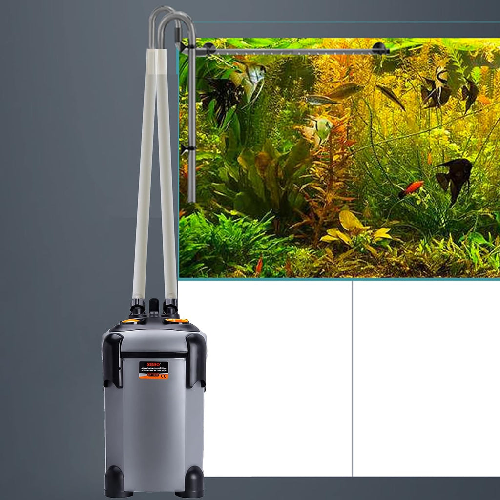 Aquarium External Canister Filter Ultra-Quiet Fish Tank UV Filter Water Circulation Turtle Tank Filter with UV Filters Media 171/225/266/317/397GPH