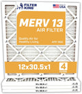 Filter King 12x30.5x1 Air Filter | 4-PACK | MERV 13 HVAC Pleated A/C Furnace Filters | MADE IN USA | Actual Size: 12 x 30.5 x .75"
