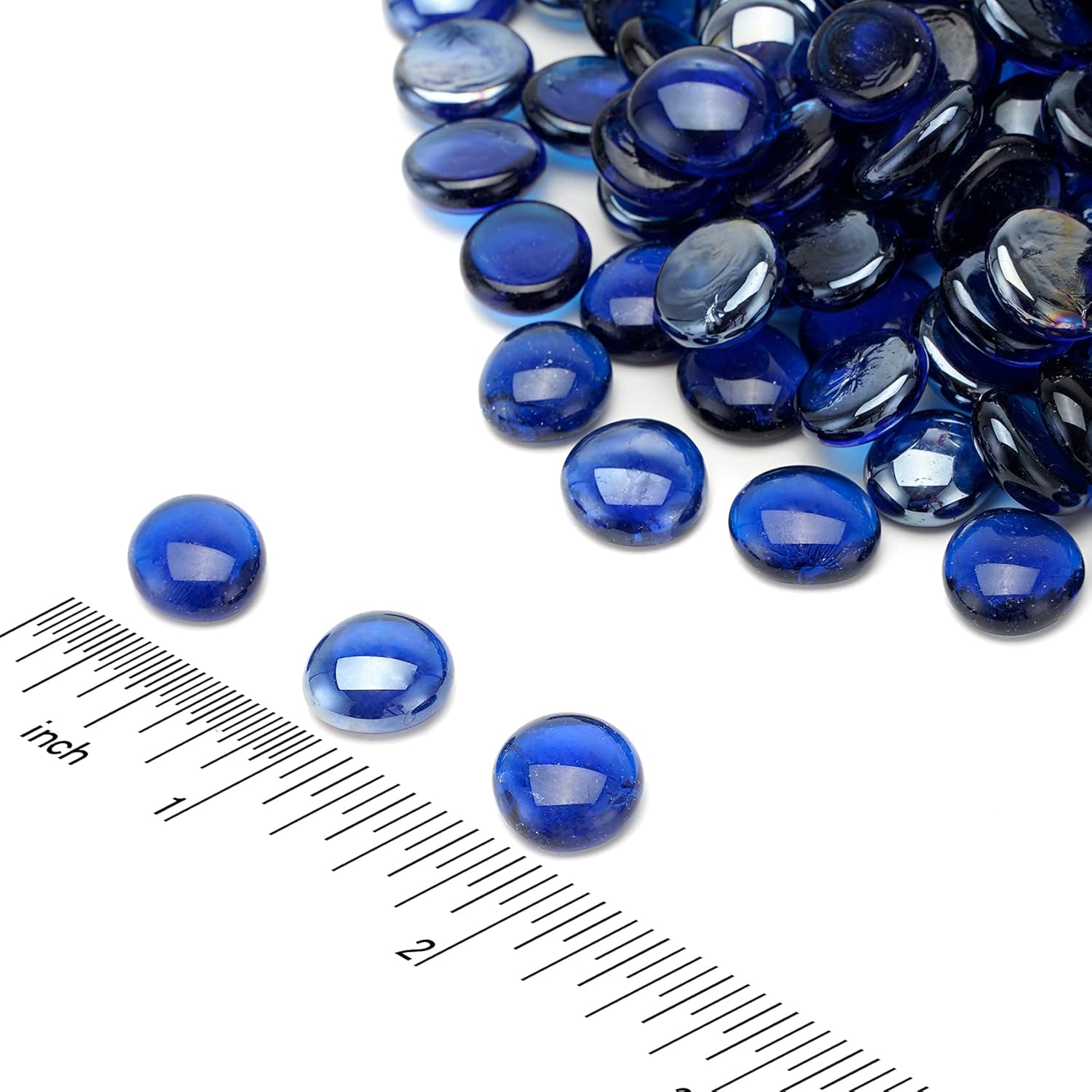 Skyflame 10-Pound Fire Glass Beads for Fire Pit Fireplace, 1/2-Inch Size Royal Cobalt Blue Luster Decorative Blended Fireglass Drops for Landscaping