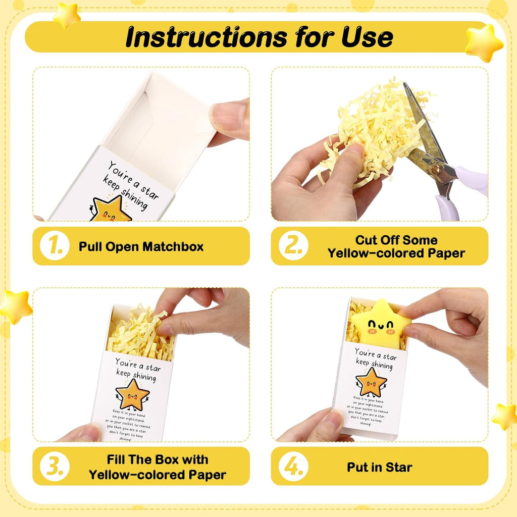 Wettarn 24 Sets Star Positive Gifts Cute Stress Balls with Gift Boxes Inspirational Party Favors for Employee Coworker Students Relief Toys, You are a Star Keep Shining
