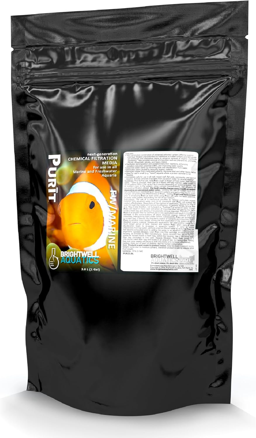 Brightwell Aquatics - Purit Next-Generation Chemical Filtration Media - for use in All Marine and Freshwater Aquaria - Aquarium Water Treatments, 128.4 fl oz