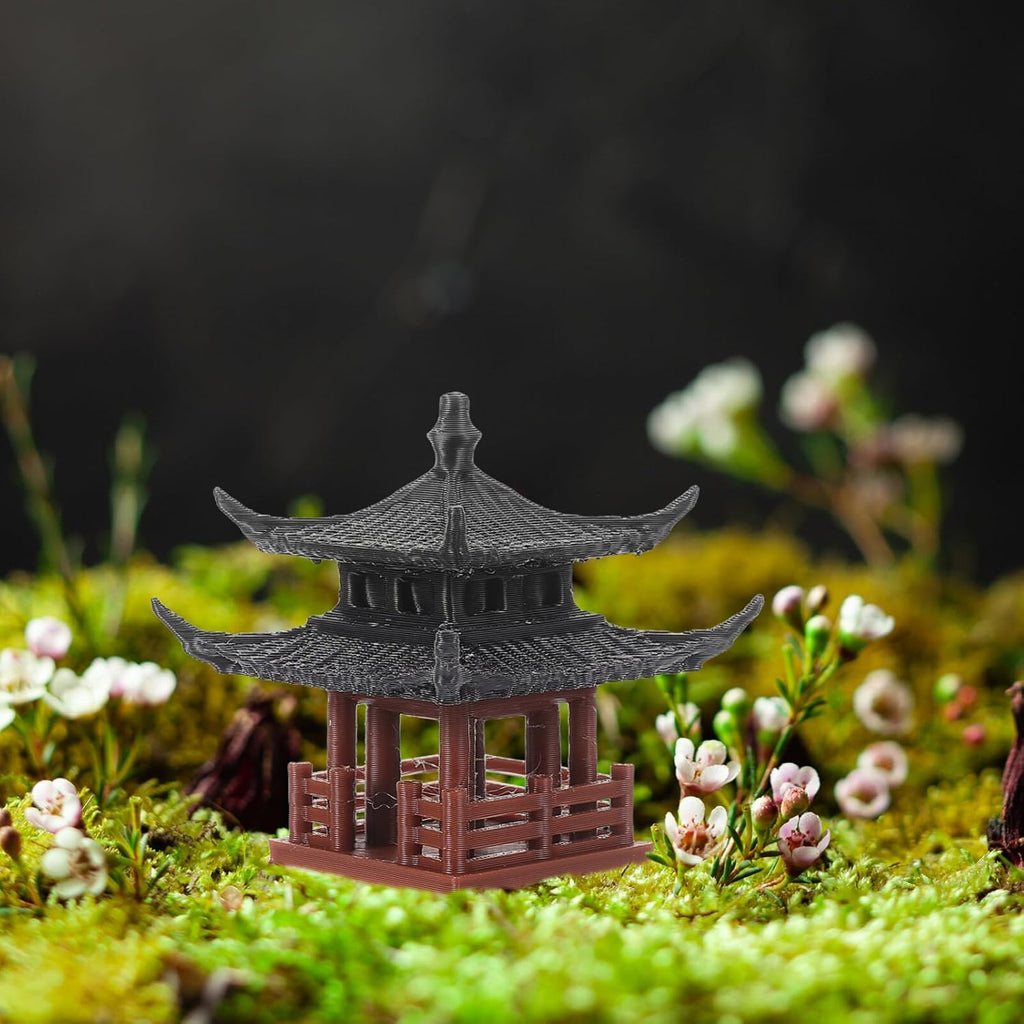 SUPVOX Miniature Pavilion Figurine Aquarium Decoration Small Chinese Garden Ornament Fish Tank Shelter Micro Landscape Bonsai Accessory